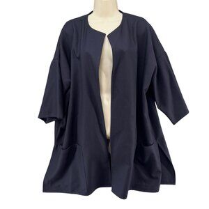 Chic Navy Women's wool open front jacket